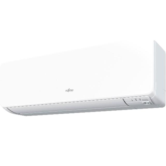 FUJITSU 富士通 ASCG050KGTB 分離式冷暖變頻冷氣，適用於 5-7 坪空間，冷房能力 5.0kW、暖房能力 5.6kW，CSPF 第一級能源效率，年耗電量僅 1001 度，提供舒適冷暖環境。室內機尺寸高 280 × 寬 980 × 深 240 mm，室外機高 632 × 寬 799 × 深 290 mm，使用 R32 冷媒，220V 電源，室外供電。全機及壓縮機享 10 年保固，產自泰國，品質可靠。