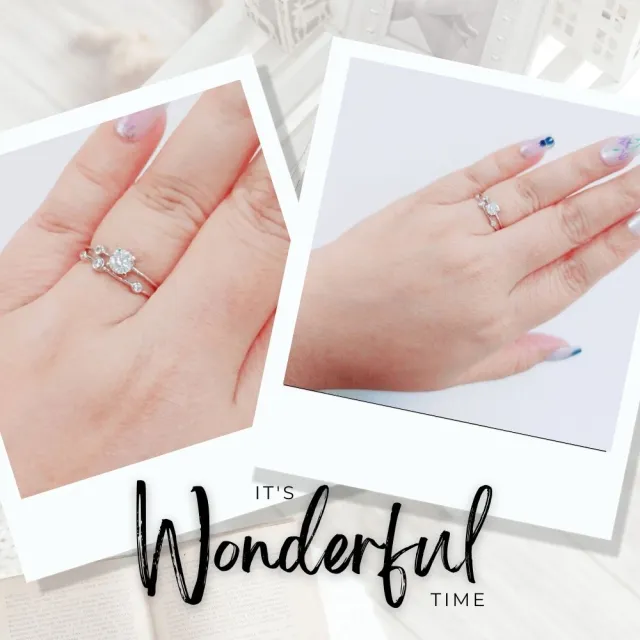 【Luster】38女王!30分 D/VS 星辰 培育鑽 純銀 雙層 戒指-任選(星辰閃耀點亮雙層璀璨光芒)