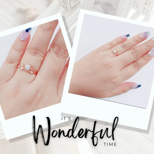 【Luster】38女王!30分 D/VS 星辰 培育鑽 純銀 雙層 戒指-任選(星辰閃耀點亮雙層璀璨光芒)