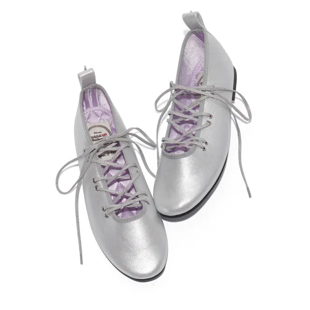 【ROCKFISH】BELLA LACEUP FLAT PU 銀色 皮革 亮面 綁帶平底鞋 女鞋