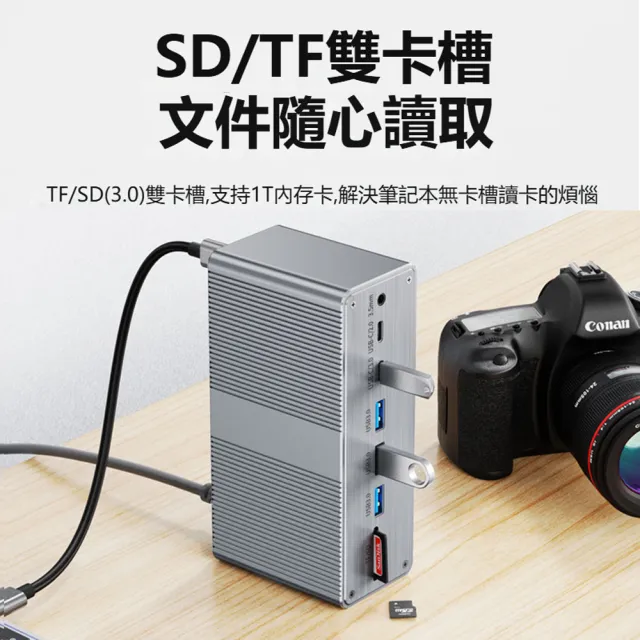 【ANTIAN】13合1 多功能桌面立式HUB轉接器 USB集線器 Mac筆電HDMI轉換器 千兆網絡轉接頭