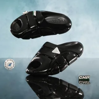 【Champion】官方直營 男女款-Slide Croissant防水 EVA 厚底拖鞋-黑色(U5BFASU04U1)