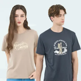 【GIORDANO 佐丹奴】男女裝 CAMPING 露營系列印花 短袖上衣(買一送一)