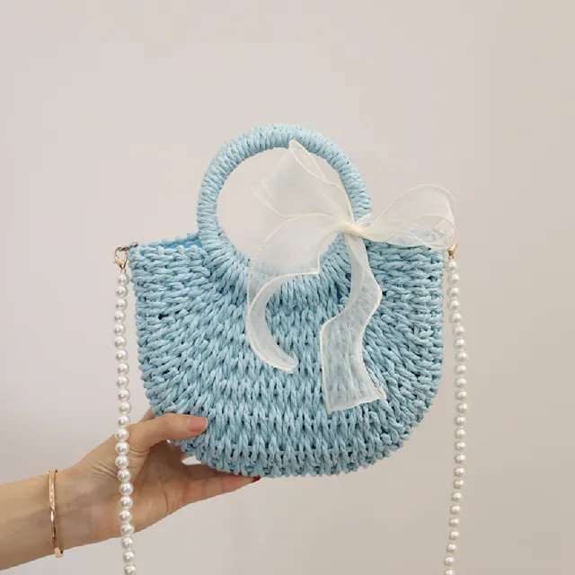 【米蘭精品】現貨+預購 女草編包手提包渡假單肩側背包大容量藤編織包包(糖果色小包3色t1ly48)