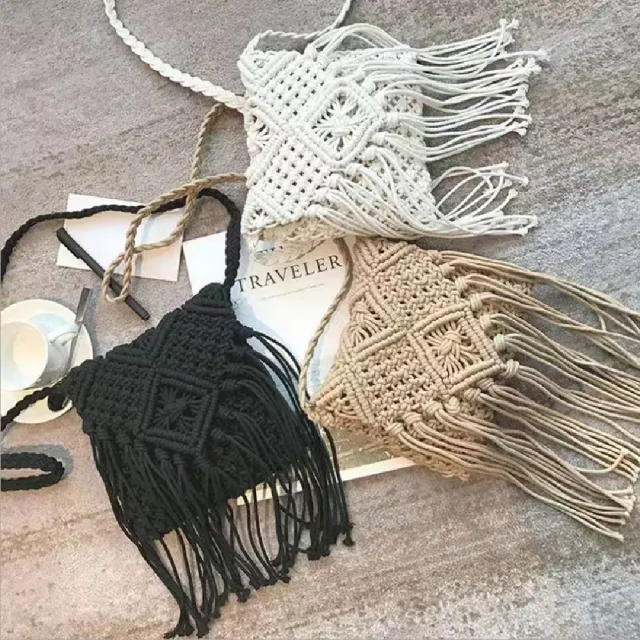 【米蘭精品】現貨+預購 女草編包手提包渡假單肩側背包大容量藤編織包包(棉線流蘇造型3色t1ly35)