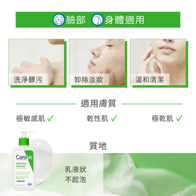 【CeraVe 適樂膚】輕柔保濕潔膚露 236ml(2入組/凝露質地)