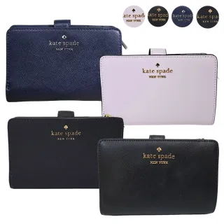 【KATE SPADE】KS經典防刮皮革雙折釦式拉鍊中夾(多款可選/贈原廠紙袋)