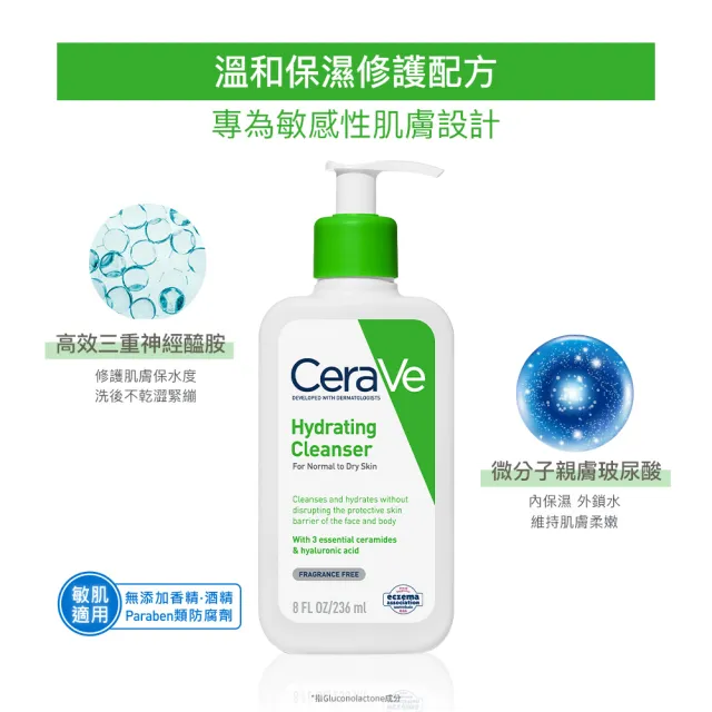 【CeraVe 適樂膚】保濕潔顏雙入組★輕柔保濕潔膚露 473ml*2_B(凝露質地)
