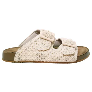 【Ann’S】加寬版軟綿二舅拖-棉麻編織雙扣帶2cm(米)