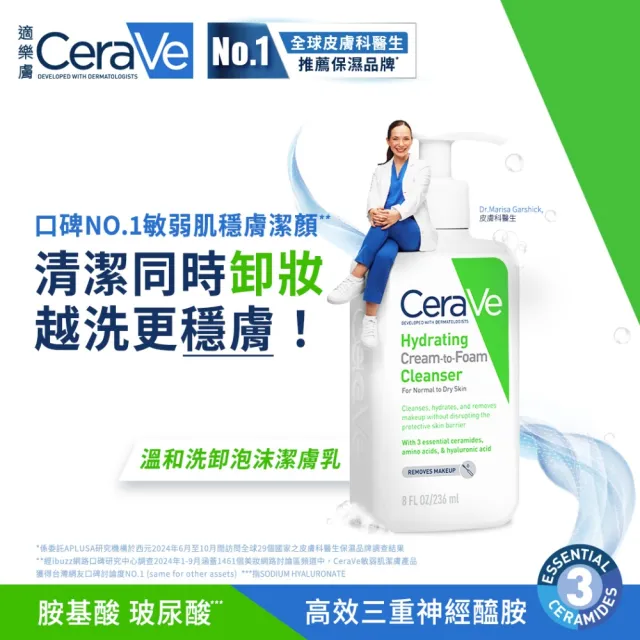 【CeraVe適樂膚】溫和洗卸泡沫潔膚乳 大+小 年度限定組_B(泡沫質地)