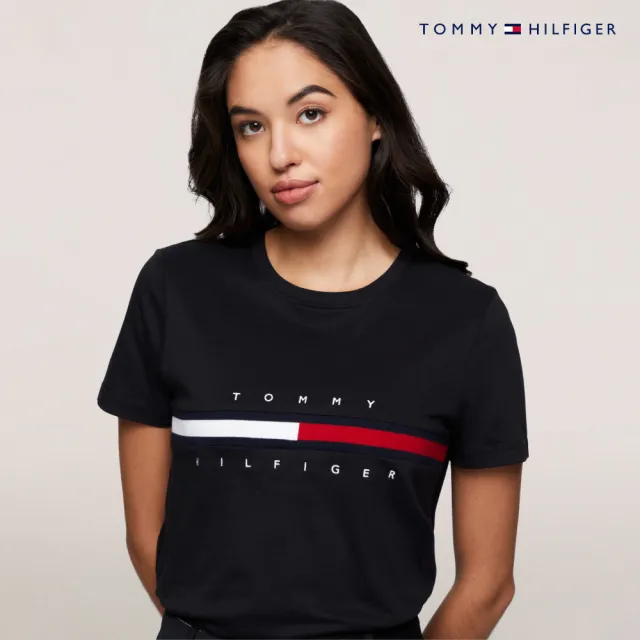 【TOMMY HILFIGER】官方旗艦館 旗幟標誌圖案 T恤_黑色