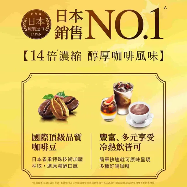 【NESCAFE 雀巢咖啡】金牌超濃萃咖啡液9袋組(一袋7入)