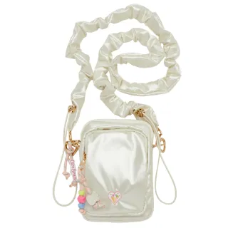 【Grace Gift】情人節禮物 Care Bears-鑽石小熊2WAY珠光空氣小方包(米白)