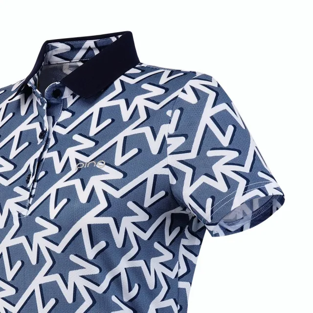 【PING】女款ARIZONA五角星短袖POLO衫-深藍(吸濕排汗/GOLF/高爾夫球衫/RA25114-58)