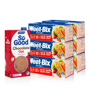 【Weet-Bix】澳洲全穀麥片麥香高纖375gx6盒(贈Sanitarium So Good燕麥可可1000mlx1瓶)