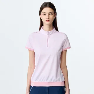 【PING】女款愛心花抗UV短袖立領上衣-粉(吸濕排汗/GOLF/高爾夫球衫/RA25120-15)
