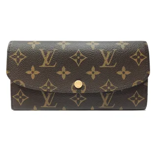 【Louis Vuitton 路易威登】M60697 Emilie系列經典Monogram拼色釦式長夾(紫紅色)