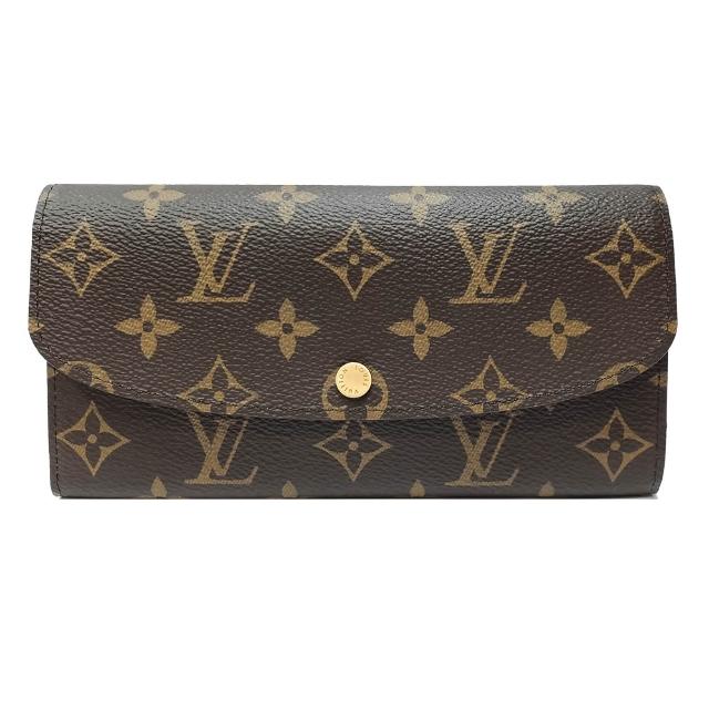 【Louis Vuitton 路易威登】M60697 Emilie系列經典Monogram拼色釦式長夾(紫紅色)