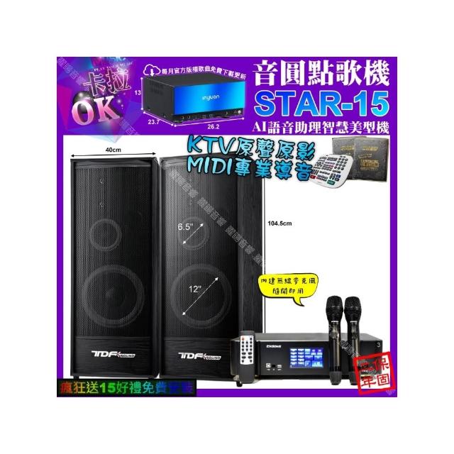 【音圓】STAR-15+ENSING Pro3 數位 含無線麥克風2支+TDF K-124(卡拉OK組合/音響設備)