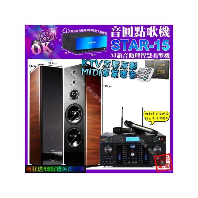 【音圓】卡拉OK組合(STAR-15+FNSD HR-2502N+TDF K-105+YAKO AD-300U/音響設備)