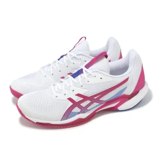 【asics 亞瑟士】網球鞋 Solution Speed FF 3 女鞋 美網配色 白 桃紅 緩震 抓地 亞瑟士(1042A250103)