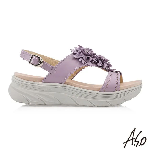 【A.S.O 阿瘦集團】A.S.O 舒活美型系列-水鑽花朵真皮休閒涼鞋(女鞋_3色任選)