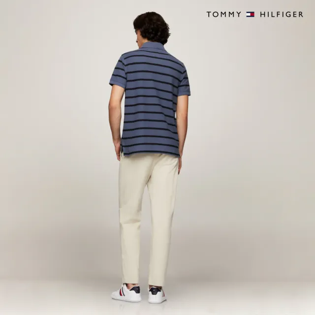 【TOMMY HILFIGER】官方旗艦館 精緻條紋彈性 Polo 衫_藍色