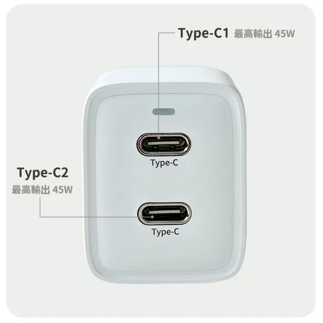 【TORRII】CUTi-45W GaN氮化鎵快充充電器-TOCSA-00002(45W大功率、雙Type-C輸出孔、氮化鎵技術)