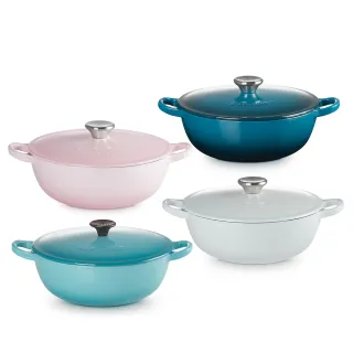 【Le Creuset】琺瑯鑄鐵鍋媽咪鍋 22cm(貝殼粉/湖水藍/櫻桃紅/蜂蜜黃  多色選1)