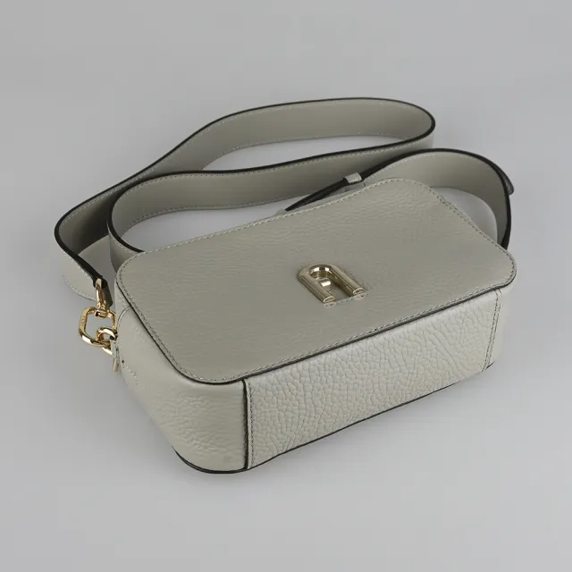 【FURLA 芙拉】FURLA Primula拉鍊斜背雙面包(迷你/大理石灰)