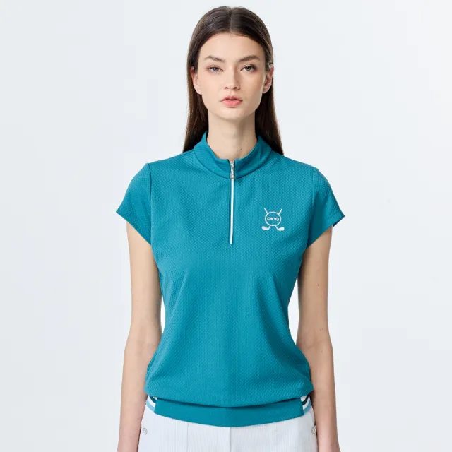 【PING】女款束下擺吸濕排汗高爾夫短袖立領上衣-綠(GOLF/高爾夫球衫/RA25121-48)