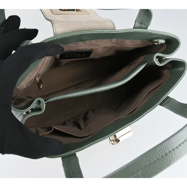 【FURLA 芙拉】FURLA 1927系列旋釦式手提/斜背包(綠)