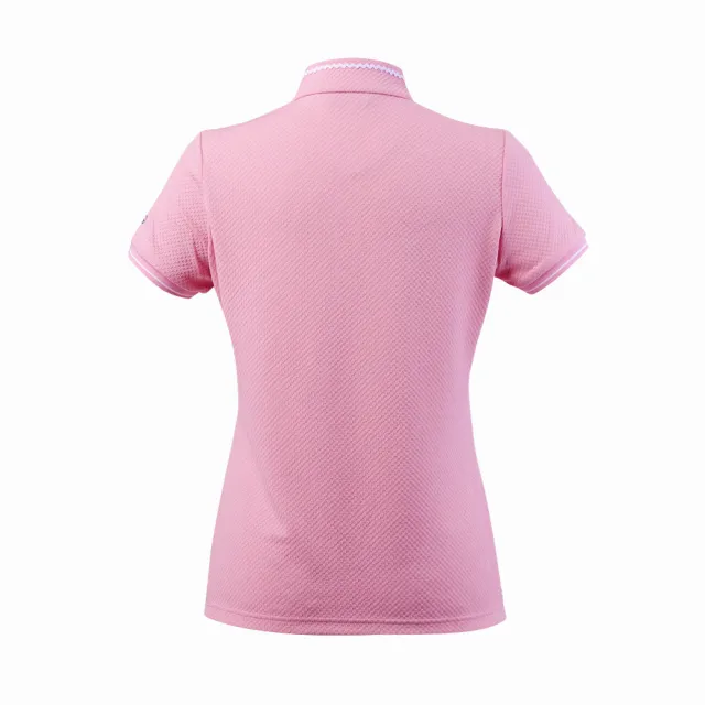 【PING】女款胸前印花吸濕排汗短袖立領上衣-粉(GOLF/高爾夫球衫/RA25122-15)
