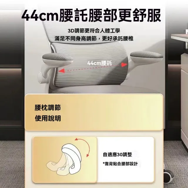 【HANACO】電腦椅 電競椅(3D護腰+活動扶手+海綿坐墊 辦公椅 人體工學椅 護腰椅 轉椅)