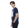 【NAUTICA】官方旗艦 男裝  科技感金屬色LOGO短袖T恤(深藍色)