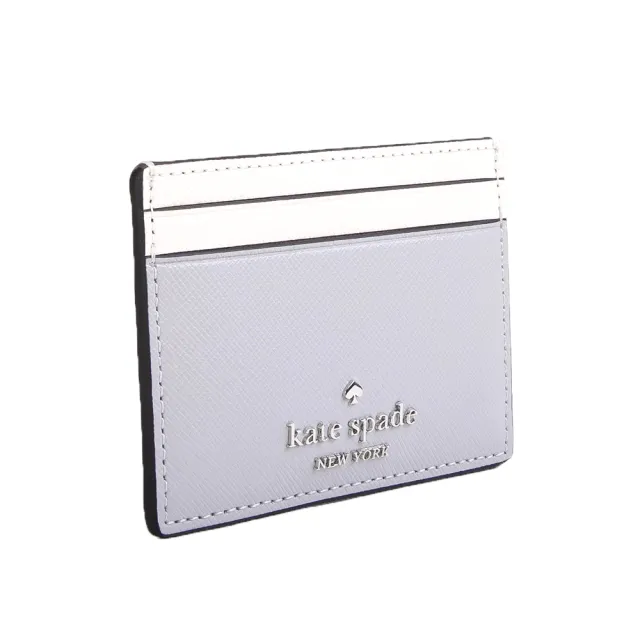 【KATE SPADE】Madison防刮皮革拼色卡夾(米色/藍灰色)