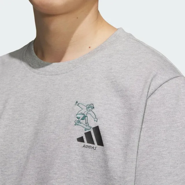 【adidas 愛迪達】短袖上衣 男 訓練 慢跑 亞規 GFX SPORTS TEE3 灰 KC5320