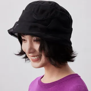 【KT DADA】桑蠶絲 透氣 女生帽子 真絲 平頂 短帽簷 薄款 圓帽 時尚 日系穿搭 漁夫帽 薄紗