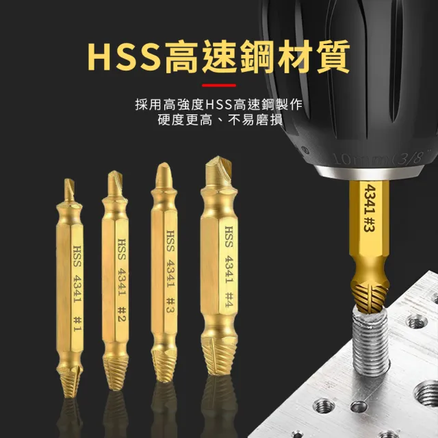 【SMILE】螺絲滑牙 滑牙取出器 螺母取出器 斷頭螺絲取出器 退牙螺絲 SO10-F(1套四件組 螺絲崩牙)