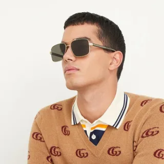 【GUCCI 古馳】飛行員款太陽眼鏡(GG0528S、GG0529S 男款任選／父親節禮物)