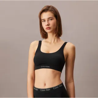【CALVIN KLEIN】官方旗艦館 CK 無縫羅紋針織薄襯無鋼圈胸圍 _黑色