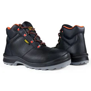 【PERFiT】減壓+輕量大底中筒防潑水真牛皮安全鞋 黑橘色(PN014/一體成型/工作鞋/鋼頭鞋)