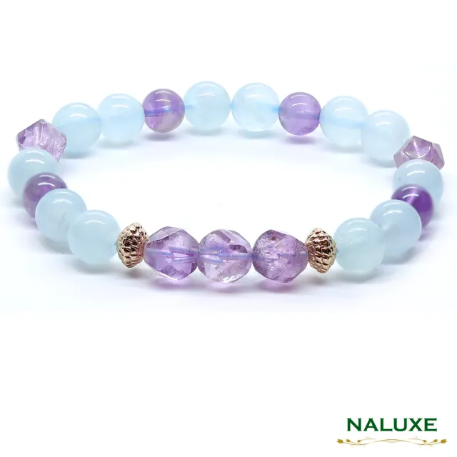 【Naluxe】紫水晶 海藍寶 設計款開運手鍊(招貴人｜人緣提升｜情緒平衡｜招財轉運｜穩定心神｜二月誕生石)