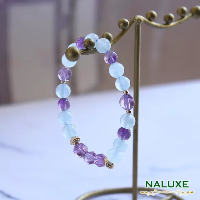 【Naluxe】紫水晶 海藍寶 設計款開運手鍊(招貴人｜人緣提升｜情緒平衡｜招財轉運｜穩定心神｜二月誕生石)