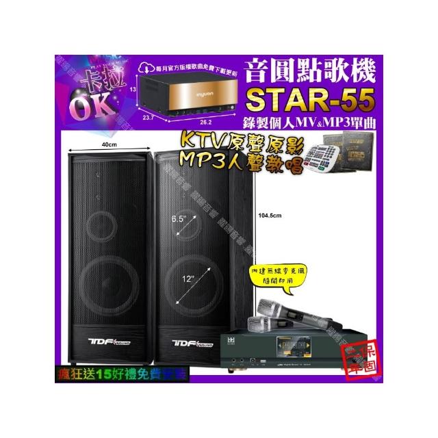 【音圓】STAR-55+KONEKO KA-8989 數位 含無線麥克風2支+TDF K-124(卡拉OK組合/音響設備)