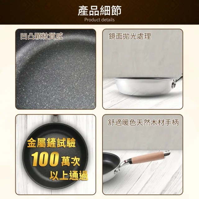 【hokua 北陸鍋具】日本製極大金IH輕量級不沾平底鍋20cm含蓋(不挑爐具/可用金屬鏟)