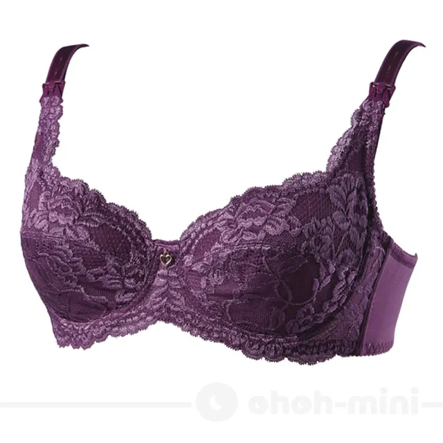 【Gennies 奇妮】哺乳內衣 浪漫蕾絲軟鋼圈內衣 歐歐咪妮(水晶紫)