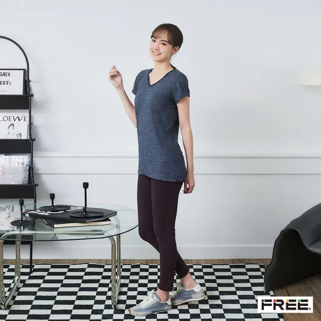 【FREE】純棉INDIGO後背造型V領長版上衣(丈青)