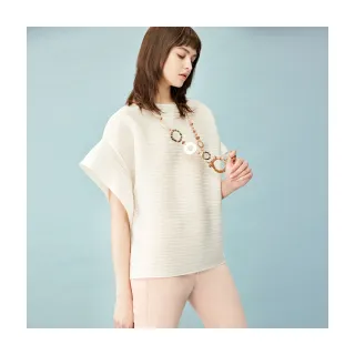 【Le Polka】箱型寬袖壓褶上衣-女