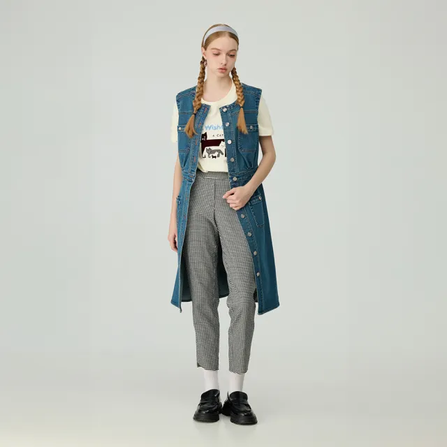 【OUWEY 歐薇】學院風排釦牛仔洋裝(藍；S-L；3243328724)